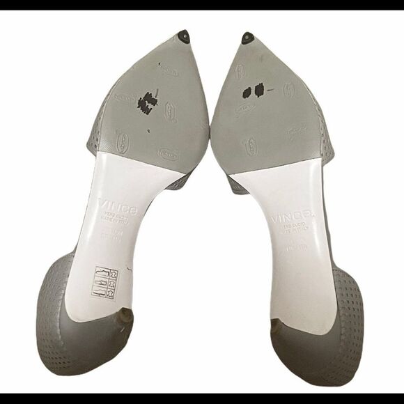 Vince Aurelian Perforated Leather D'orsay Heel Gray 10 - Picture 6 of 6